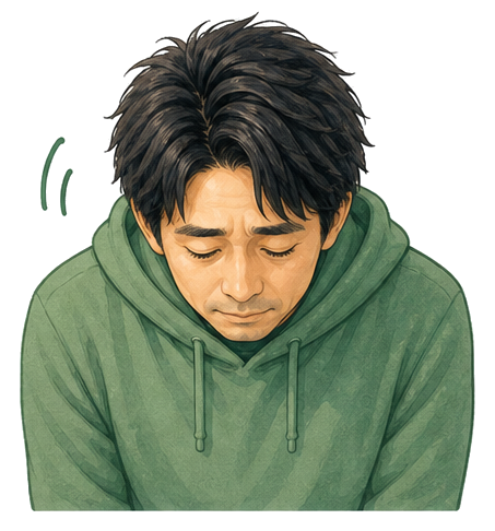 頭を下げながら整理するひろと